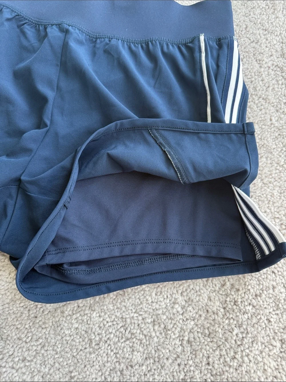 Avia Women's Active Side Stripe Shorts in navy blue with white detailing Size S